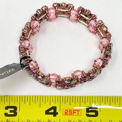 REBECCA RAY PINK RHINESTONE STRETCH BRACELET
