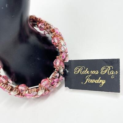 REBECCA RAY PINK RHINESTONE STRETCH BRACELET