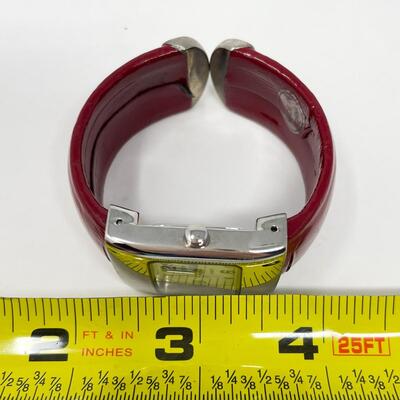 CARDINI RED PATENT LEATHER CUFF WATCH - WORKS