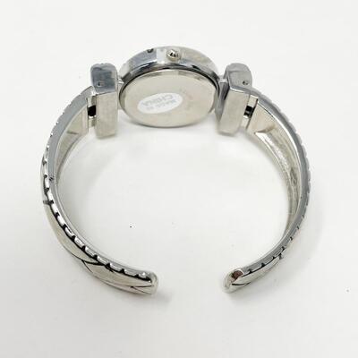 E-TIME SILVER TONED CUFF BRACELET - WORKS