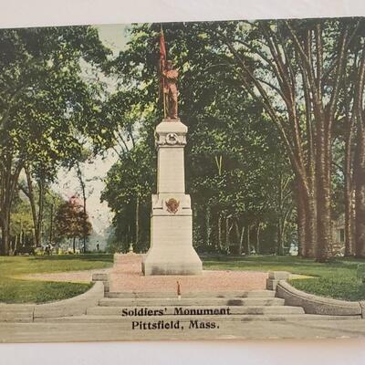 Old 1912 Antique Soldiers Monument Pittsfield Massachusetts Postcard