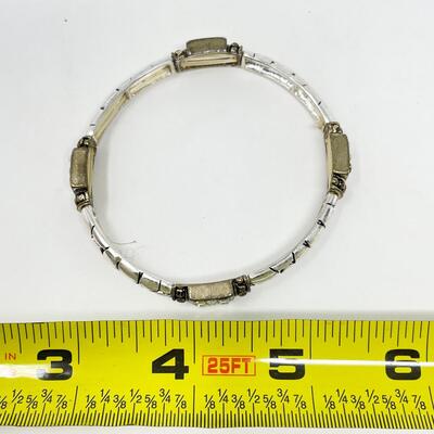 GOLD & SILVER TONED RHINESTONE BANGLE BRACELET W/ ALLIGATOR PATTERN