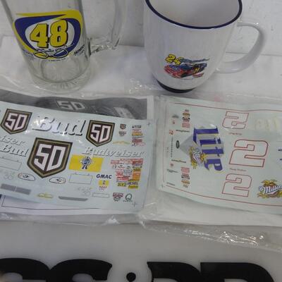 Nascar Lot: 4 pcs, 2 mugs and 2 pkgs of stickers