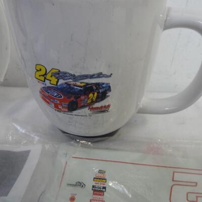 Nascar Lot: 4 pcs, 2 mugs and 2 pkgs of stickers