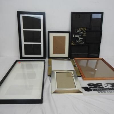 Picture frame lot of 7: various sizes, wood, metal ALL with glass