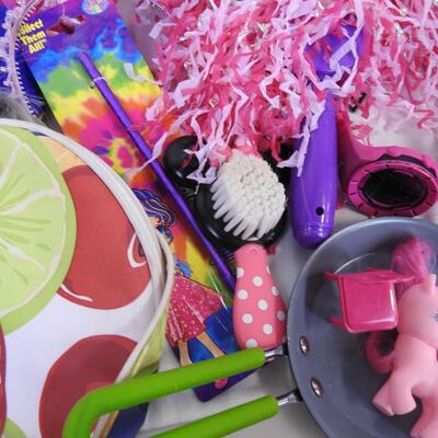 Toy lot 20+ pcs: Barbie, Doc McStuffin, Lisa Frank, denim purse, figurines,