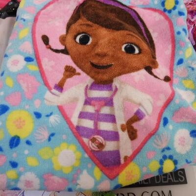 Toy lot 20+ pcs: Barbie, Doc McStuffin, Lisa Frank, denim purse, figurines,