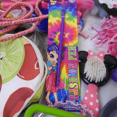 Toy lot 20+ pcs: Barbie, Doc McStuffin, Lisa Frank, denim purse, figurines,