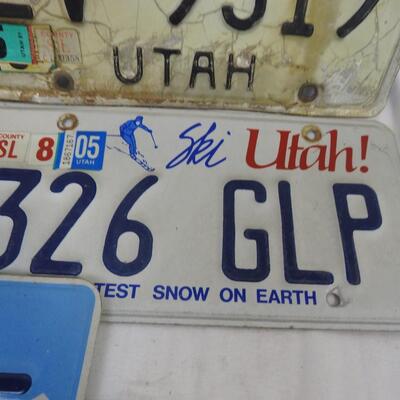 Utah LIcense plates : 5 various styles, Centennial, 1 black & white Vintage?
