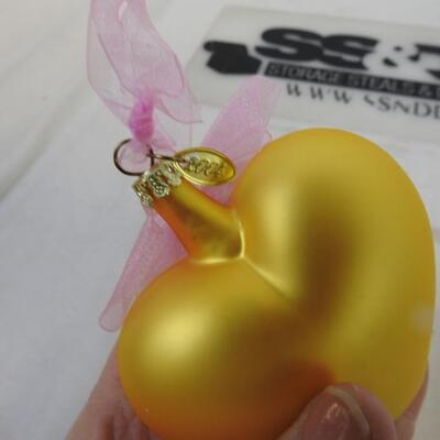 Avon 2004 Breast Cancer Awareness ornament, goldenrod color, pink jewels