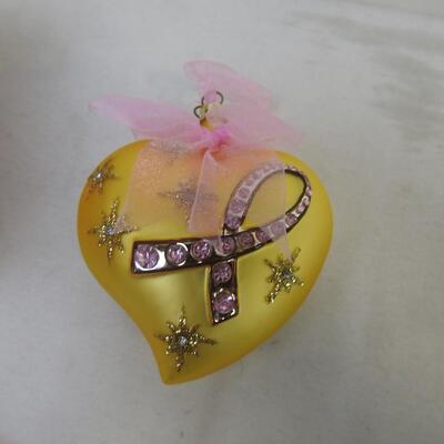 Avon 2004 Breast Cancer Awareness ornament, goldenrod color, pink jewels