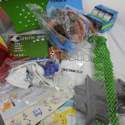 Party lot: Balloons & weights wrapping, decorations, cards, tulip pinwheels,tape