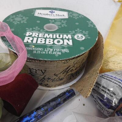 Craft lot: Ribbon, modeling clay NEW, buttons, beads, colored pencils, scissors
