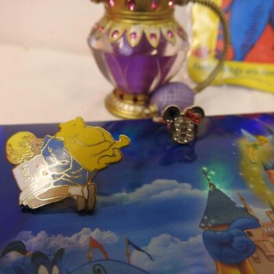 Disney lot:Tinkerbell snowglobe, pins, picture frame, mug, Disneyland photo book