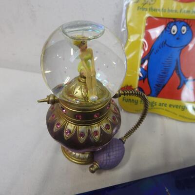 Disney lot:Tinkerbell snowglobe, pins, picture frame, mug, Disneyland photo book