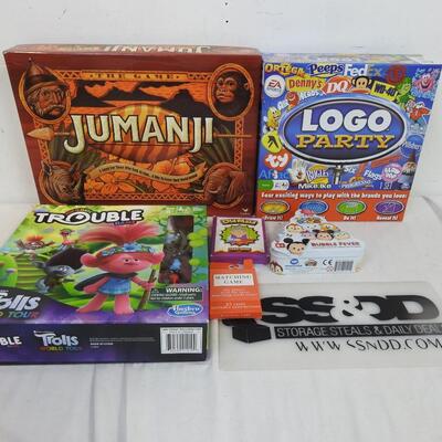 Game lot:Jumanji, Logo Party, Trolls Trouble, 3 card games, Disney Bubble Fever