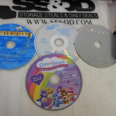 DVD Player w/ DVDs: Disney, Thomas The Tank ENgine, Care Bears, Elmo,Quest ZHU
