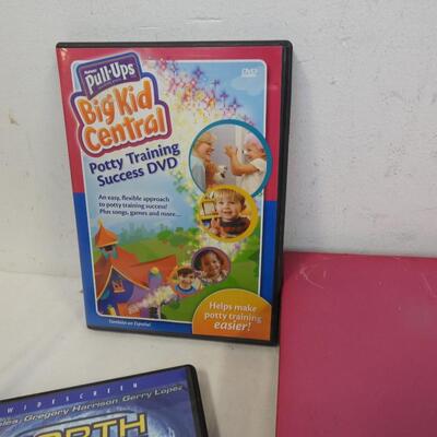DVD Player w/ DVDs: Disney, Thomas The Tank ENgine, Care Bears, Elmo,Quest ZHU