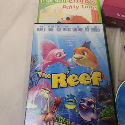 DVD Player w/ DVDs: Disney, Thomas The Tank ENgine, Care Bears, Elmo,Quest ZHU