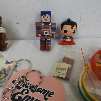 Key chains, Wrist bands, figurine & S& H Green stamps, California Raisin