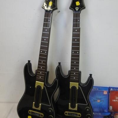 2 Guitar Hero Guitars, Rockband Petal & Microphone, Infinity & PlayStation Games