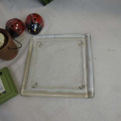 Candle and DÃ©cor Lot: Ladybugs, Watermelon, Cow Frame, Birds, Ceramic and More