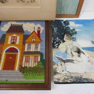 6 pc Wall Art, Horse, Basil Field, Cow In a Field, Woven House