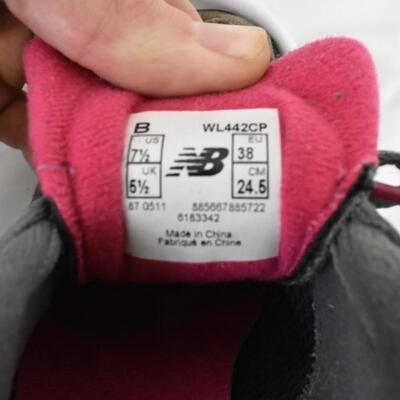 4 Pairs of Shoes: 7.5 Vans, Pink New Bounce (7.5), Tactical Boots (7.5) Brooks