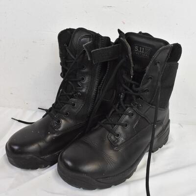 4 Pairs of Shoes: 7.5 Vans, Pink New Bounce (7.5), Tactical Boots (7.5) Brooks