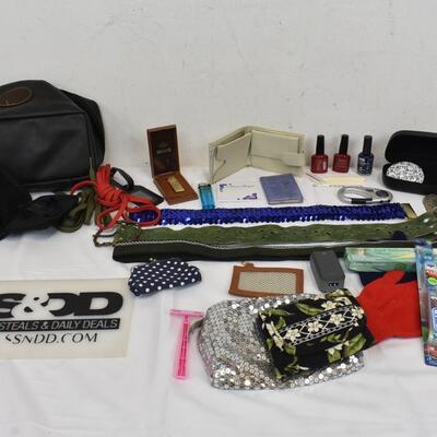 Personal Care Lot: Belts, Carry Caddy Case, Wallets, Gloves, Nail Polish & More!