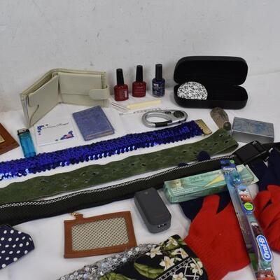 Personal Care Lot: Belts, Carry Caddy Case, Wallets, Gloves, Nail Polish & More!