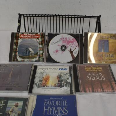 8 Religious Music CDs and CD Holder