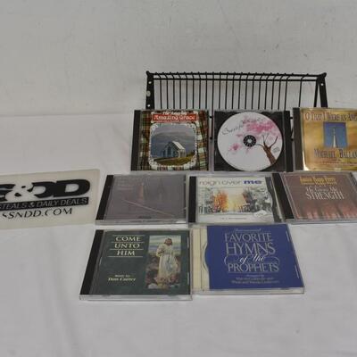 8 Religious Music CDs and CD Holder