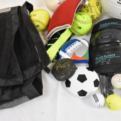 General Sports Lot: Volleyball, Baseballs/Softballs, Mitts, Pads, Pump and More!