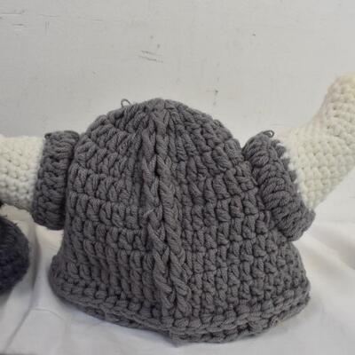 4 Hat Lot: Small Viking Beanie, Pacific Beach, Cali, Happy Birthday Hat, Crochet