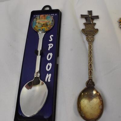 5 Collectable Spoons: Las Vegas, Death Valley, Washington, Solvang, Floral