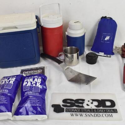 3 Coolers Barbecue Cleaner and Spatula, Ice Packs, Survival Blankets