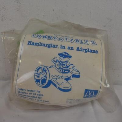Vintage Toys: Thomas "Rosie" Train, Red Car, McDonalds Hamburglar 1991 Airplane