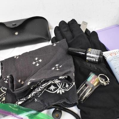 Personal Care Lot: USB Dock, Bandanas, Gloves, Soap, Glasses Case, Mirror