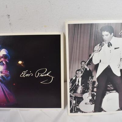5 Elvis Presley Postcards, 1 Gold Elvis Presley Coaster, Pocket Knife