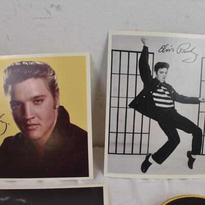 5 Elvis Presley Postcards, 1 Gold Elvis Presley Coaster, Pocket Knife
