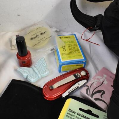 Personal Care Lot: Hampshire Bag, Glacier Gear Bottle and Lunch Box, Soap, Alarm