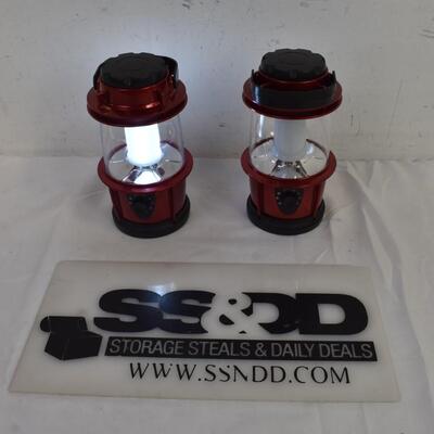 2 Red AA Battery Powered Lanterns, Great Condition Both Work