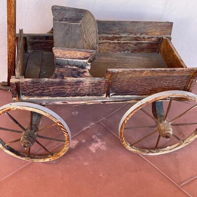 Lot 1. Rustic Wooden Buckboard Cart Wagon Display Piece 36" Wide