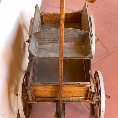 Lot 1. Rustic Wooden Buckboard Cart Wagon Display Piece 36" Wide
