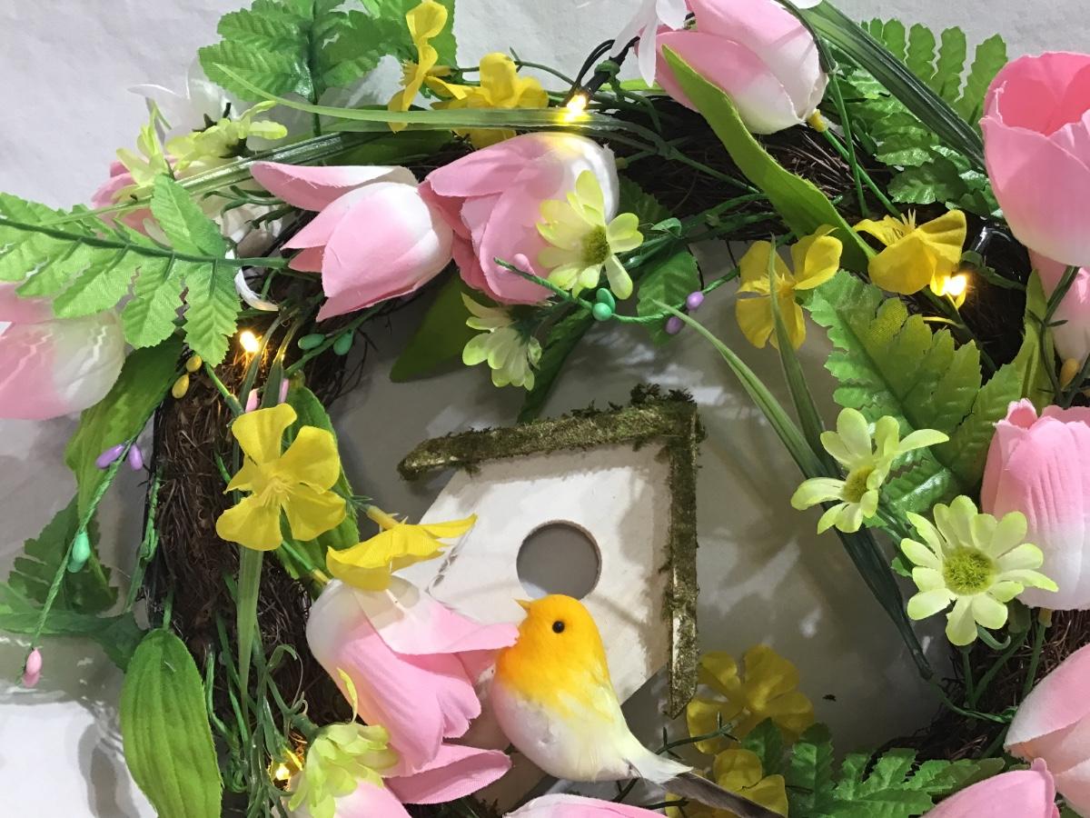 Spring Light up Door Wreath