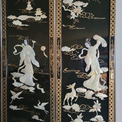 4 Beautiful Oriental wall art on wood