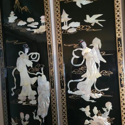 4 Beautiful Oriental wall art on wood