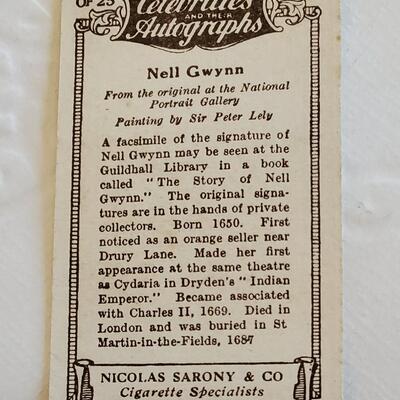 Old Nell Gwynn Theatre London Cigarette Tobacco Card Born 1650