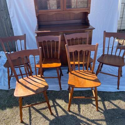 Ethan Allen cherry hutch and 6 chairs